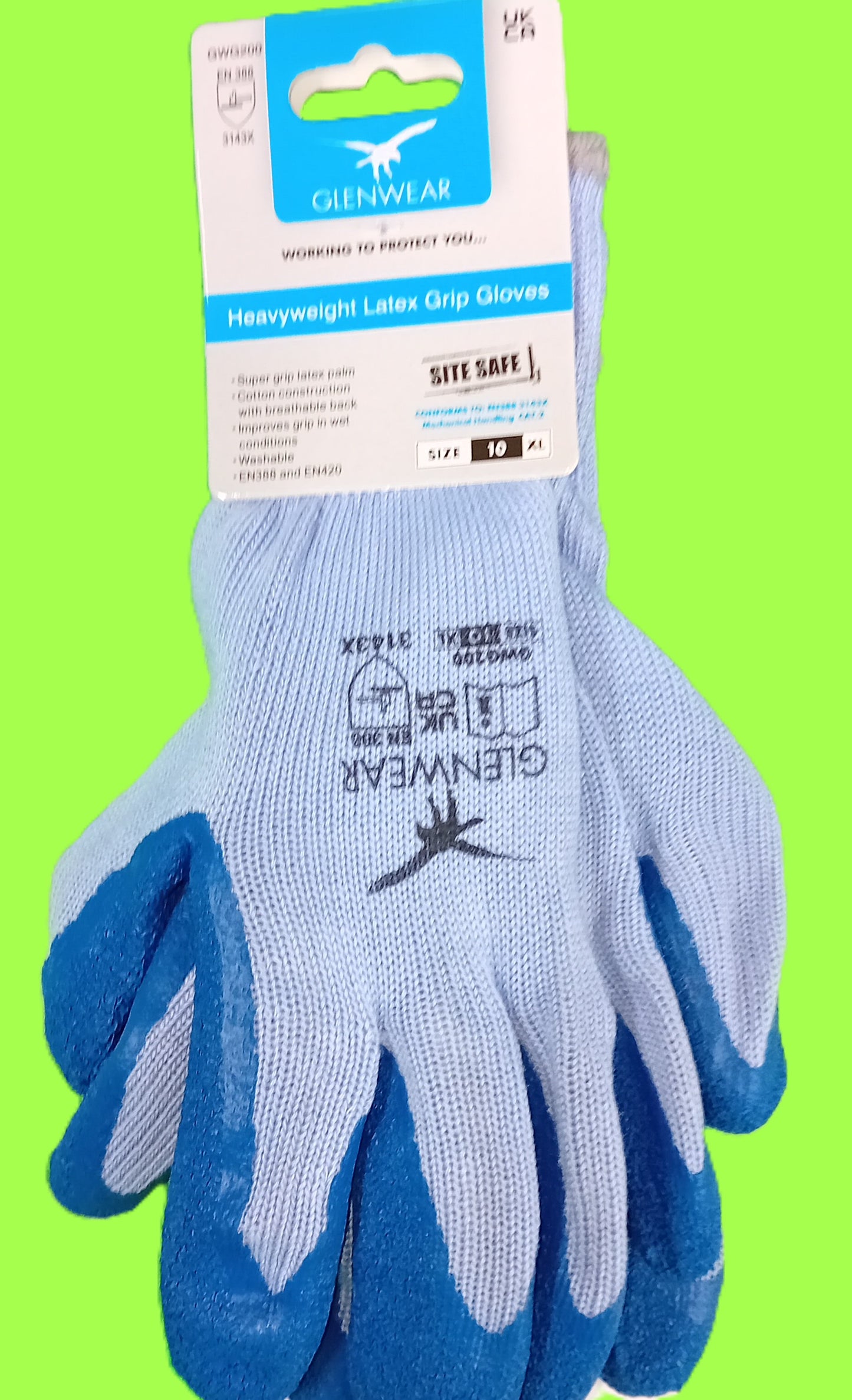 Heavyweight Latex Grip Gloves Blue GWG200