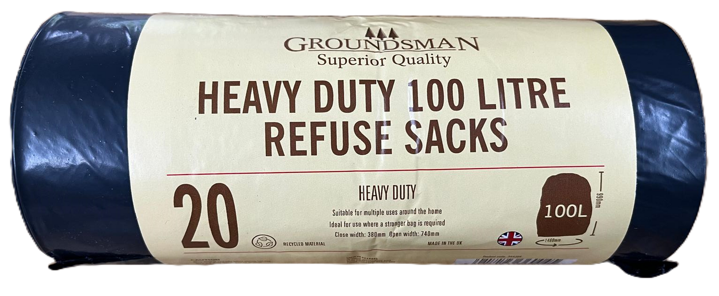 Heavy Duty Bin Bags - 100L 20 pack