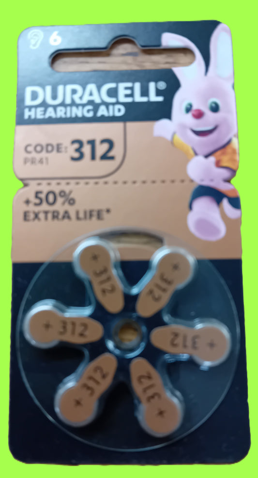 Duracell Type 312 Hearing Aid Batteries