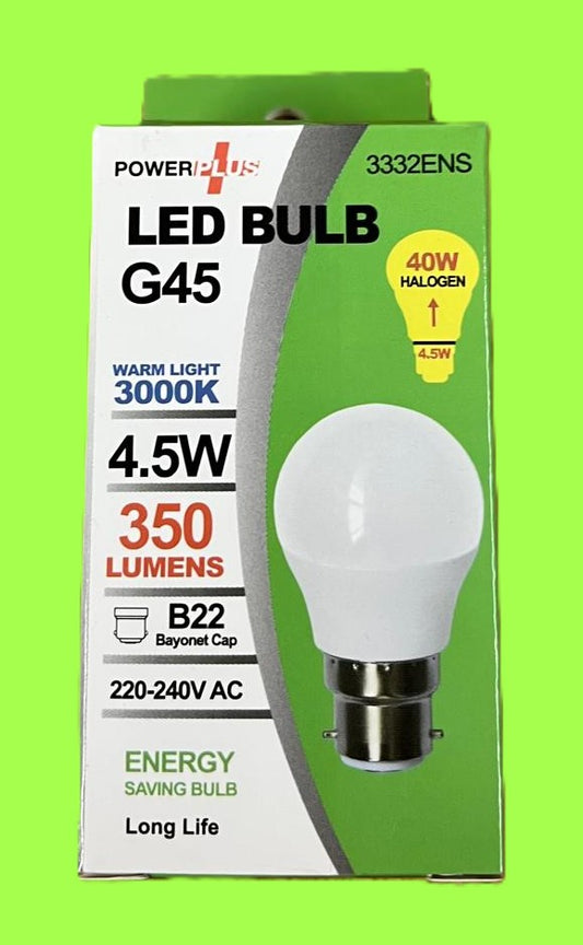 GLS 4.5W LED 40W B22 Bayonet Warm White