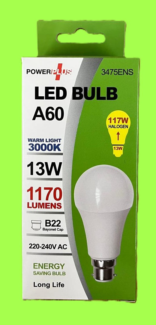 GLS A60 13W LED =83W B22 BC Bayonet DAYLIGHT NonDimmable