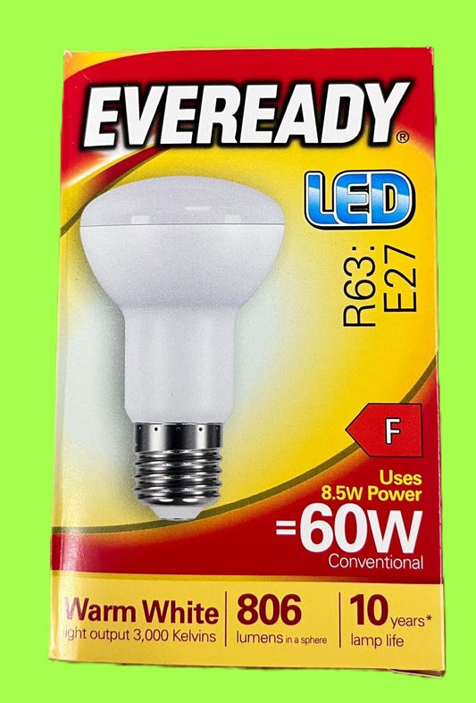 R63 E27 8.5W LED =60W Warm White